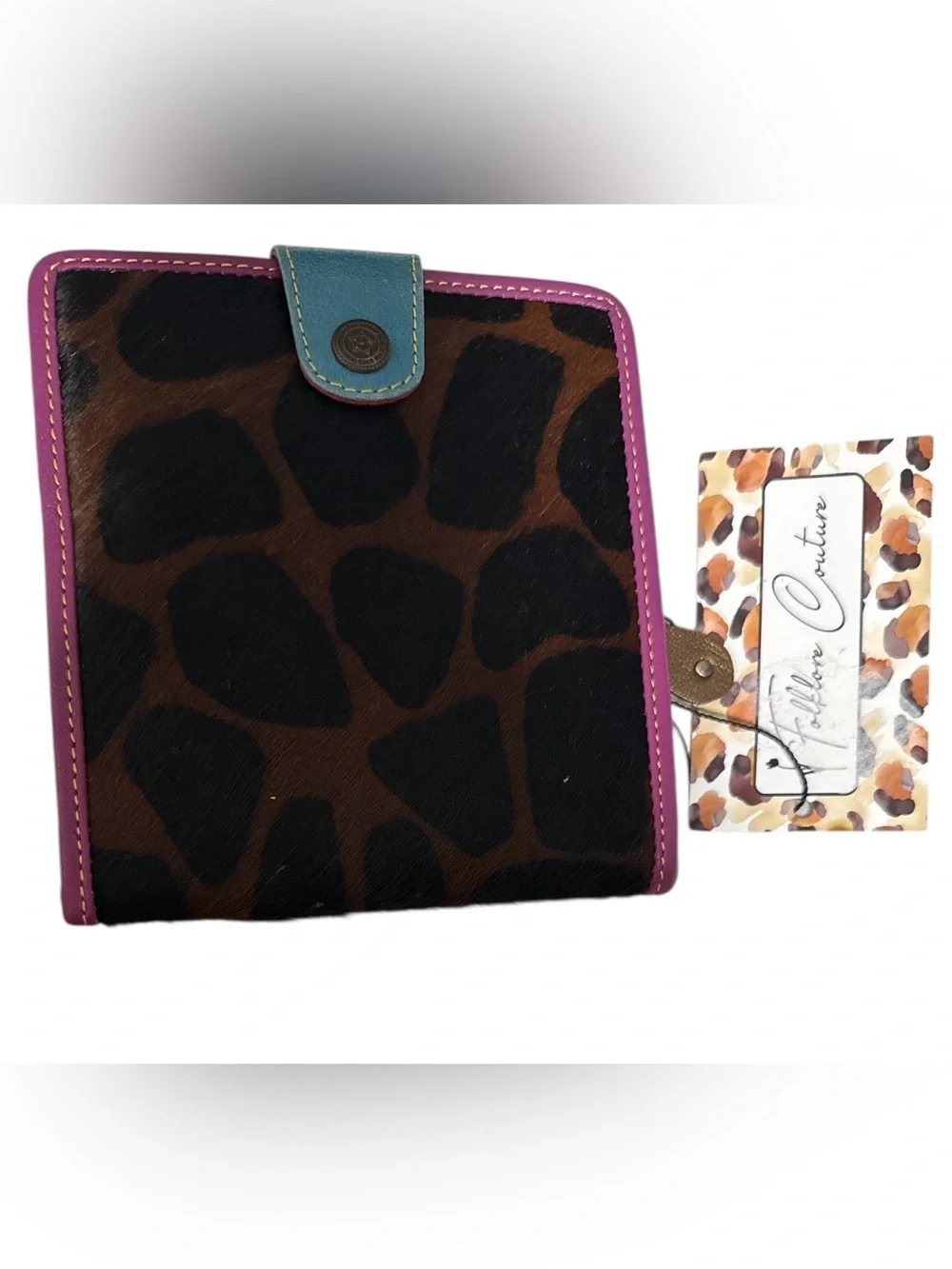 Folklore Couture Mara Small Tri-Fold Leather Wallet – Multicolor Upcycled Boho